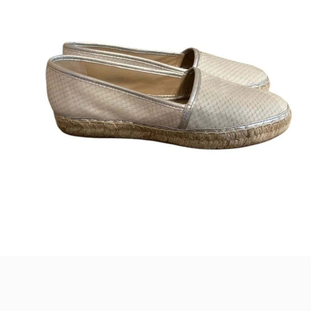 Johnston & Murphy Shoes Womens Size 6.5 Grey Suede Jaden Espadrilles Scale Jute